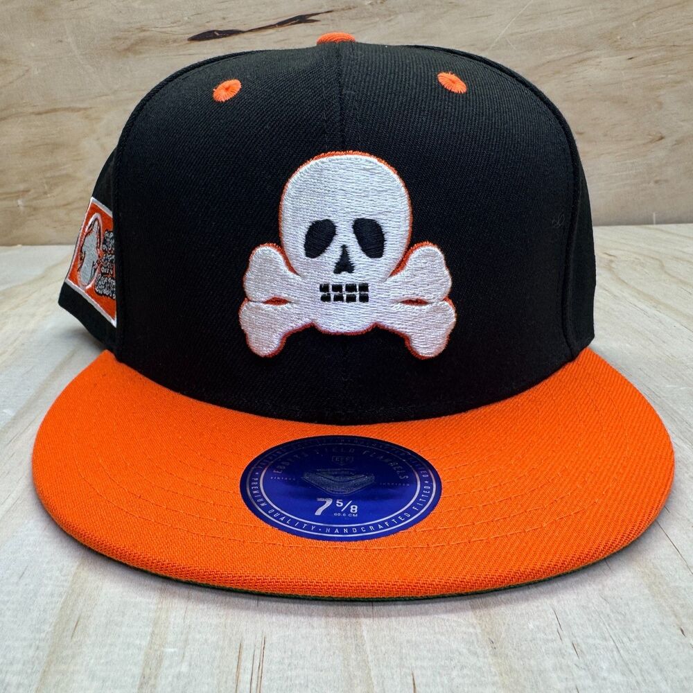NEW Sioux City Ghosts Ebbets Field Flannels DNA Fitted Cap Hat Black sz 7 5/8